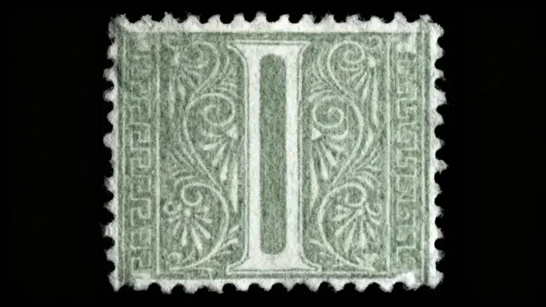 Francobollo italiano antico con decorazioni verdi e ornate