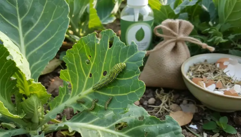 Bruchi su foglia di cavolo con rimedi naturali per allontanarli sullo sfondo